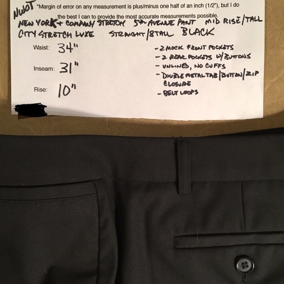 NEW YORK & COMPANY STRETCH City Stretch Luxe 5th Ave. Pant, NWOT, BLACK, 8 TALL - Picture 8 of 8